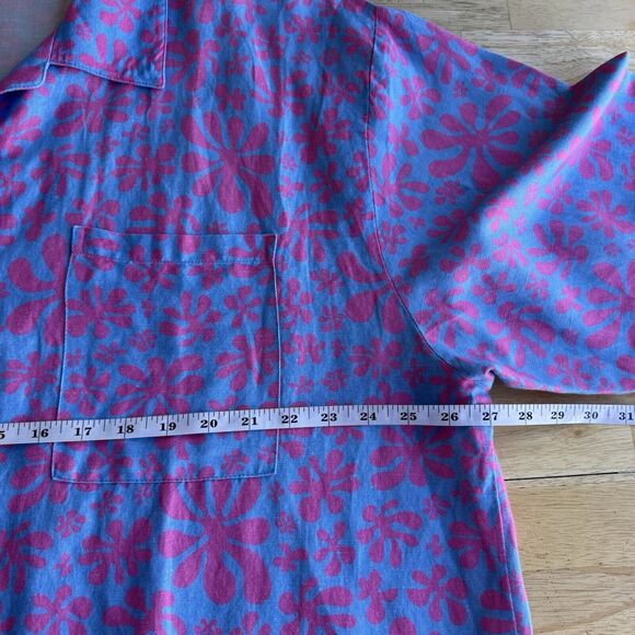 Kulani Kinis Oversized Button-up Linen Blend Cover-up Shirt In Kismet Floral XL - Picture 8 of 9